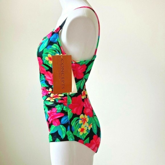Tropical Floral Swimsuit Sirena Concepts Size 14 Bodysuit Hawaii Beach Vtg Y2K - Picture 9 of 12